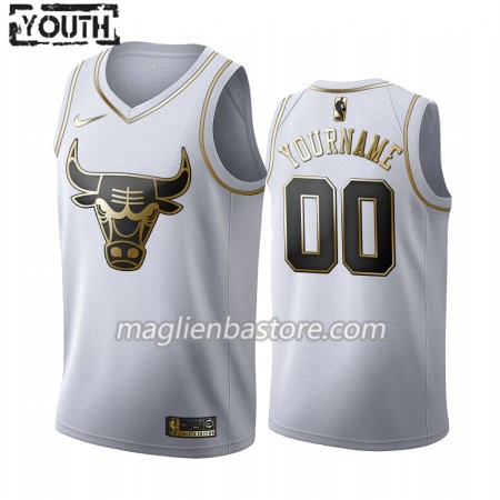 Maglia NBA Chicago Bulls Personalizzate Nike 2019-20 Bianco Golden Edition Swingman - Bambino